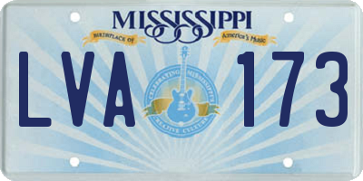 MS license plate LVA173