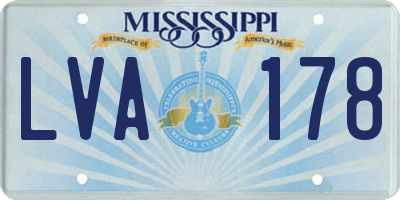 MS license plate LVA178