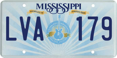 MS license plate LVA179