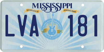 MS license plate LVA181