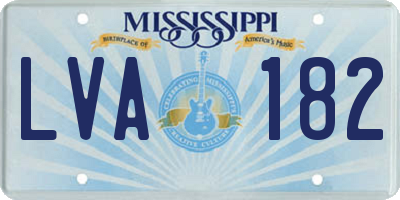 MS license plate LVA182
