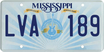 MS license plate LVA189