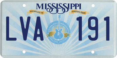 MS license plate LVA191