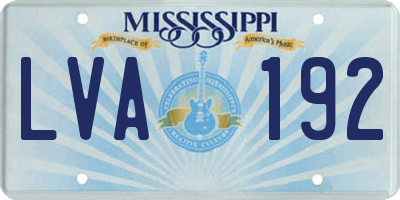 MS license plate LVA192