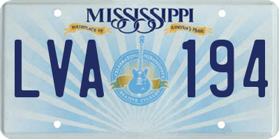 MS license plate LVA194