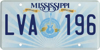 MS license plate LVA196