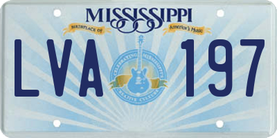 MS license plate LVA197