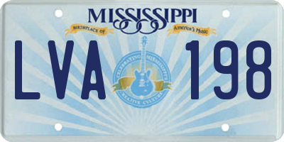 MS license plate LVA198