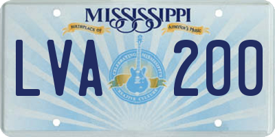 MS license plate LVA200