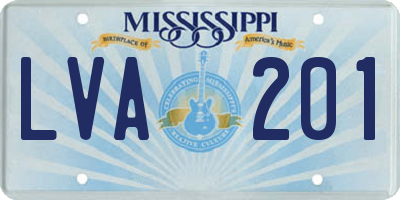 MS license plate LVA201