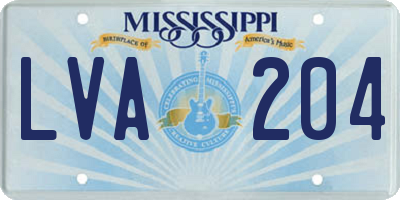 MS license plate LVA204