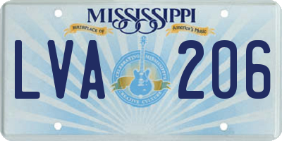 MS license plate LVA206