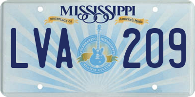 MS license plate LVA209