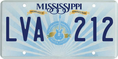 MS license plate LVA212