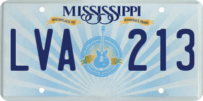 MS license plate LVA213
