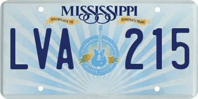 MS license plate LVA215