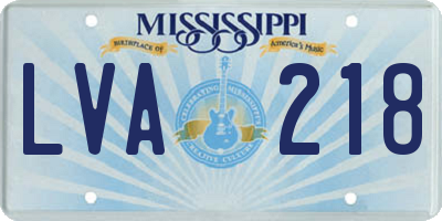 MS license plate LVA218