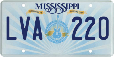 MS license plate LVA220