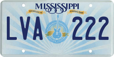MS license plate LVA222