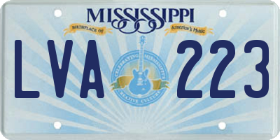 MS license plate LVA223