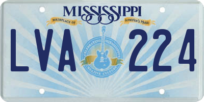 MS license plate LVA224