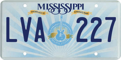 MS license plate LVA227