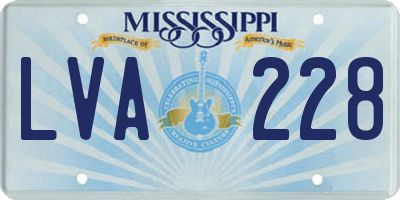 MS license plate LVA228