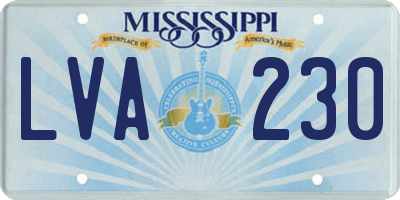 MS license plate LVA230
