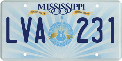 MS license plate LVA231