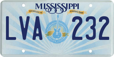 MS license plate LVA232