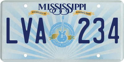 MS license plate LVA234