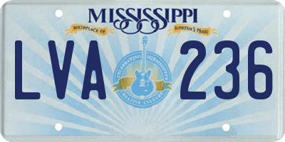 MS license plate LVA236