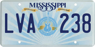 MS license plate LVA238