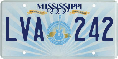 MS license plate LVA242