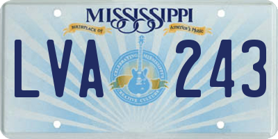 MS license plate LVA243