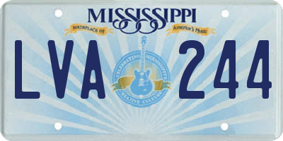 MS license plate LVA244