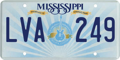 MS license plate LVA249
