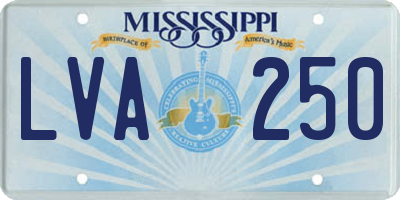 MS license plate LVA250