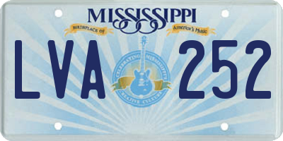 MS license plate LVA252