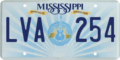 MS license plate LVA254