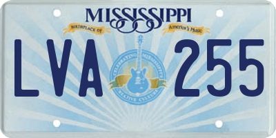 MS license plate LVA255