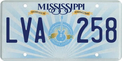 MS license plate LVA258