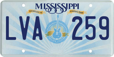 MS license plate LVA259