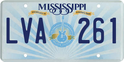 MS license plate LVA261