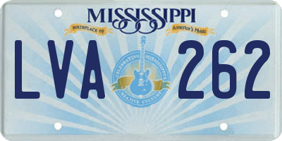 MS license plate LVA262