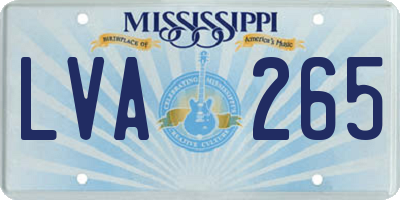 MS license plate LVA265