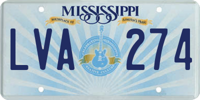 MS license plate LVA274