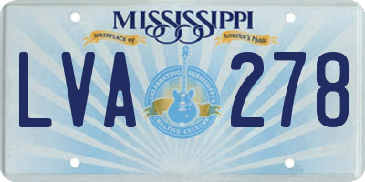 MS license plate LVA278