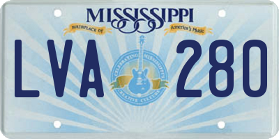 MS license plate LVA280
