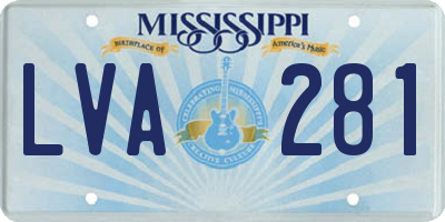 MS license plate LVA281